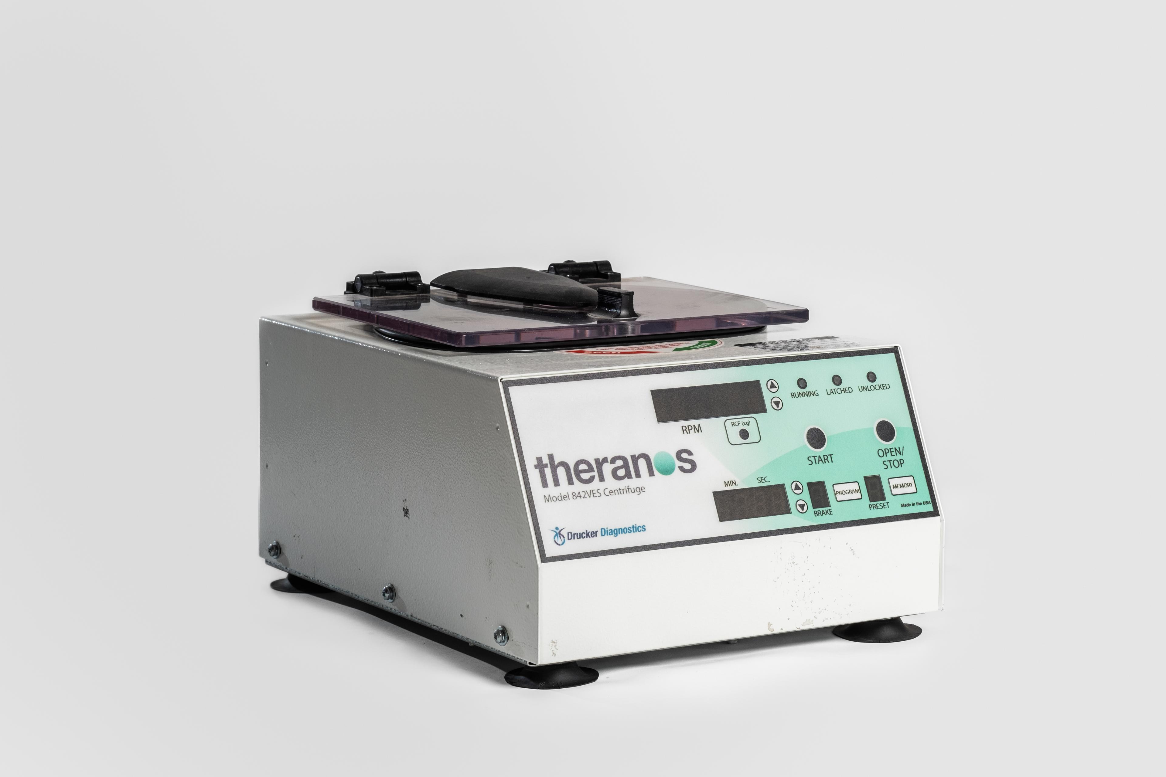 Theranos-branded centrifuge, angled view