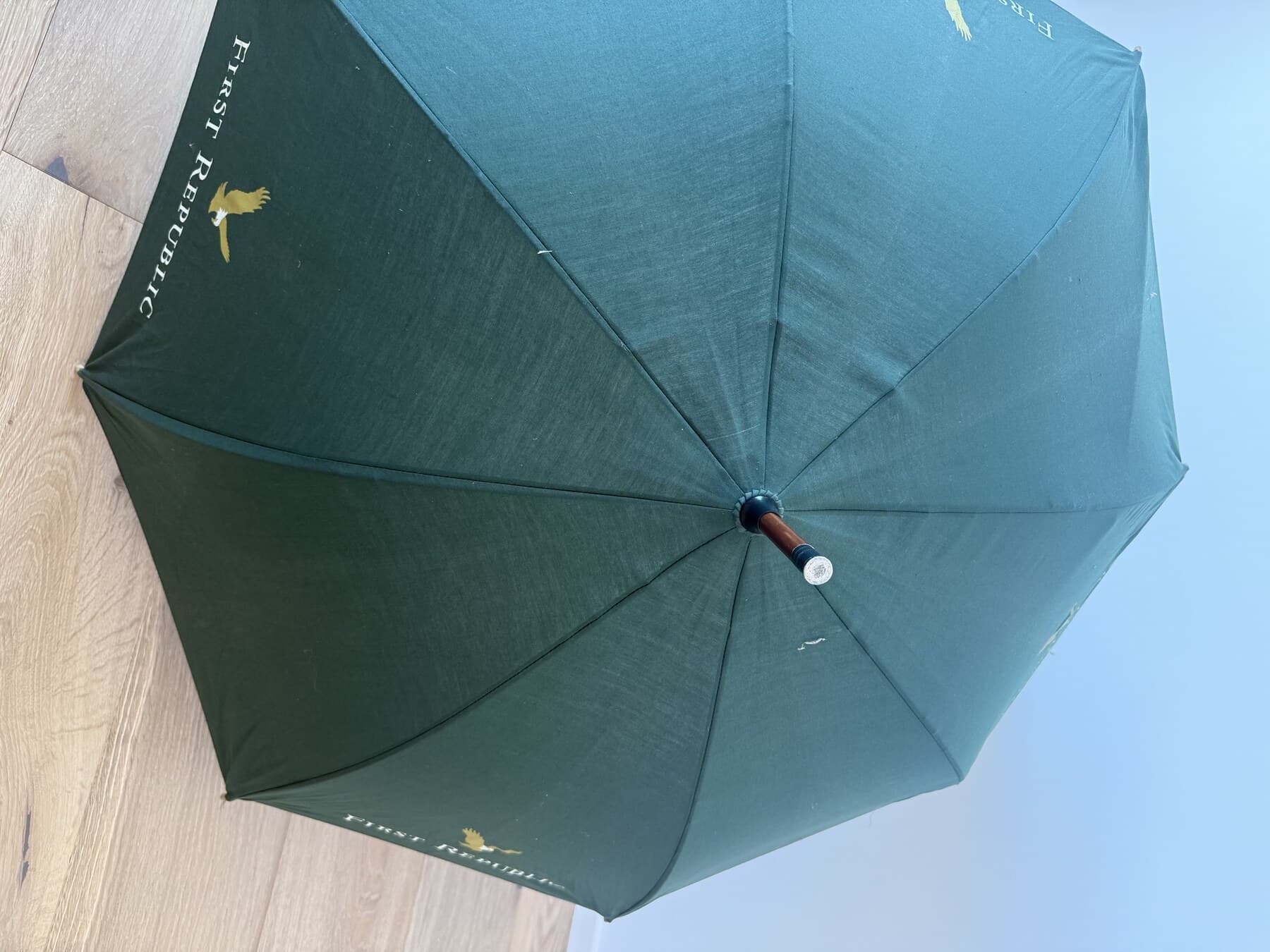 First Republic-branded umbrella, open view