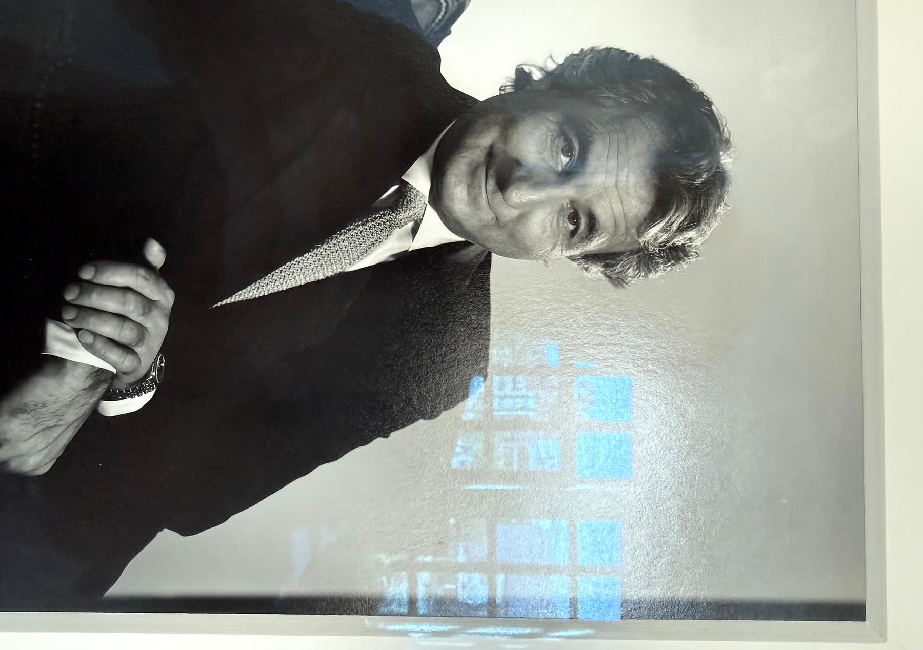 Black-and-white portrait photograph of Bernie Madoff